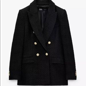 Zara double breasted textured blazer